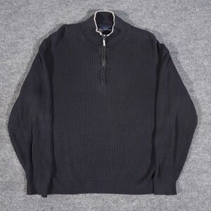 Byron Nelson Eleven Straight Black Mock Turtle Silk Blend Men Sweater Large